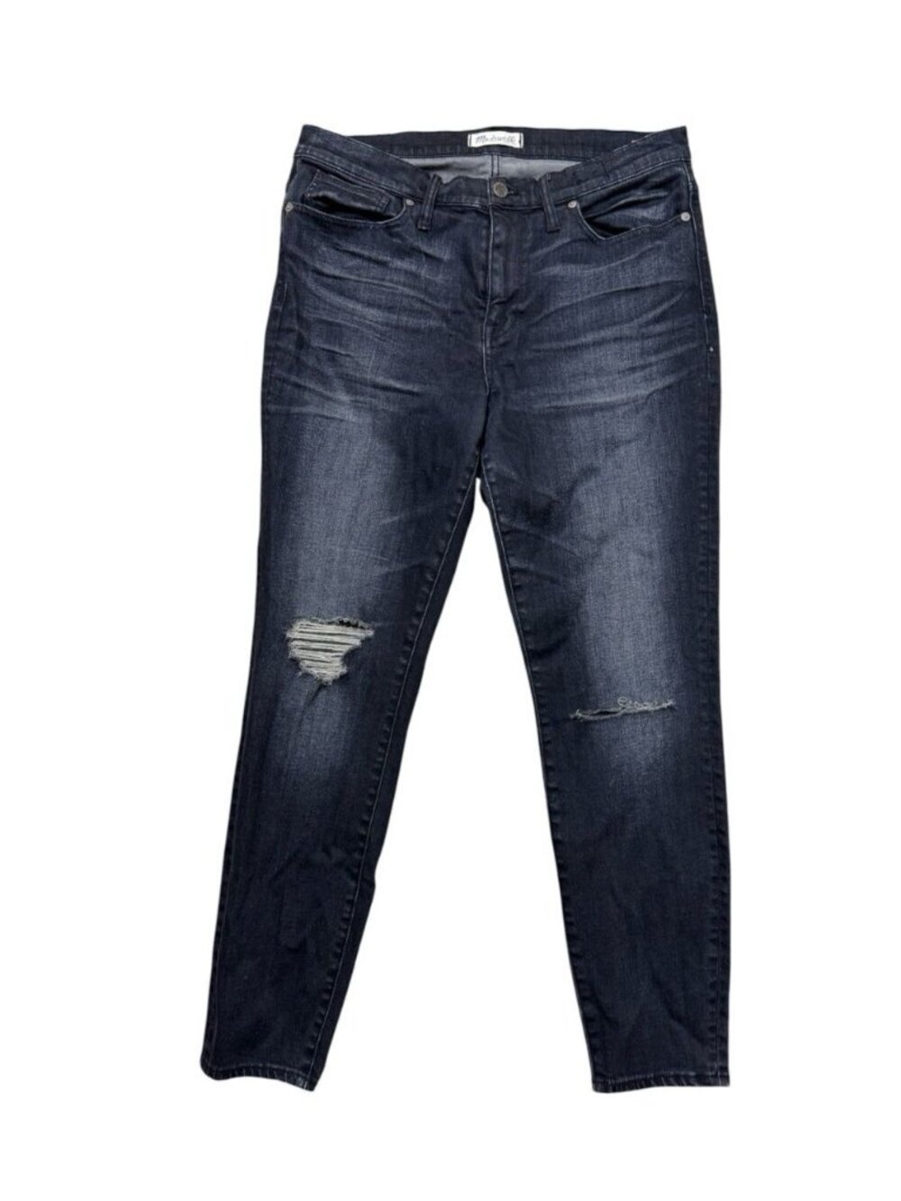 Madewell High Riser Skinny Jeans Dark Wash Distressed Size 32